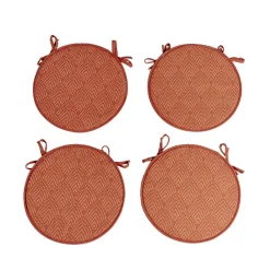 Lot de 4 galettes de chaise polyester et cot orange terracotta Ø38cm