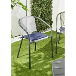 Lot de 4 galettes de chaise 38x38cm polyester bleu < Gifi