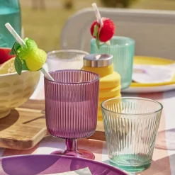 Lot de 4 gobelets en verre Nora coloré transparent 25,5cl < Gifi Sale