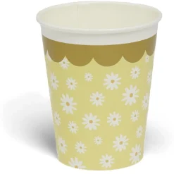 Lot de 8 gobelets motif pâquerette carton 24cl - 4 coloris