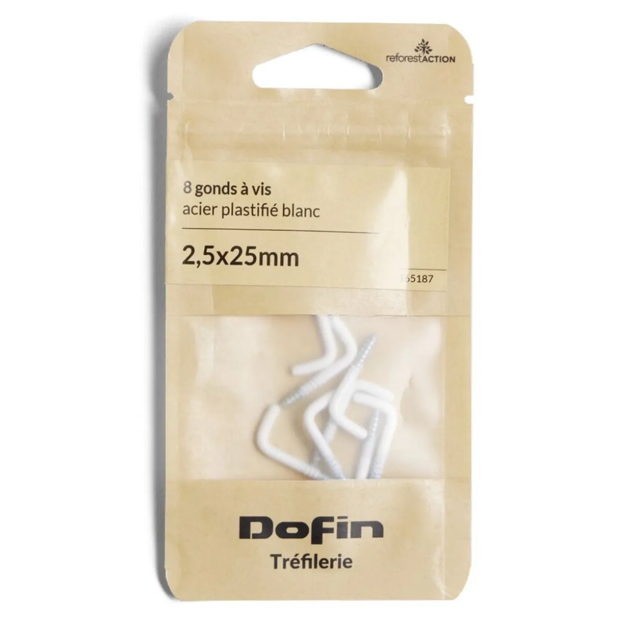 Lot de 8 gonds à vis blanc 2,5x25mm