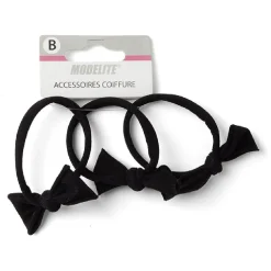 Lot de 3 élastiques à cheveux avec noeud papillon polyester noir < Gifi Best