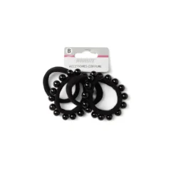 Lot de 4 élastiques à cheveux avec perles polyester noir