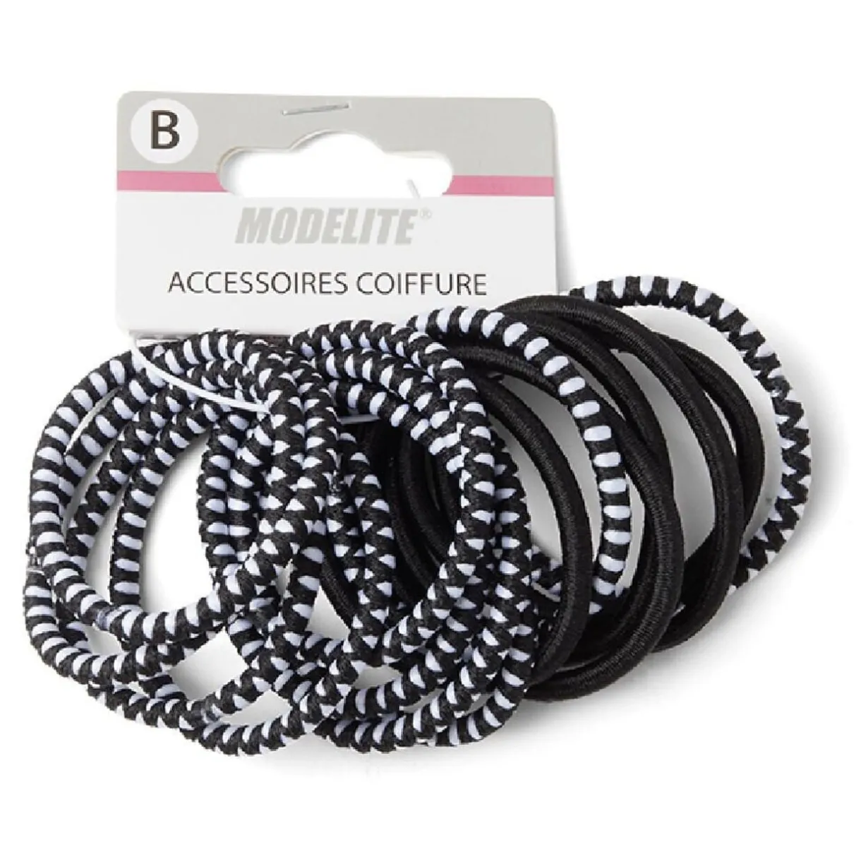 Lot de 15 élastiques à cheveux polyester noir et blanc < Gifi