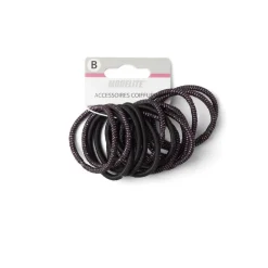 Lot de 15 élastiques à cheveux polyester noir et fil métallique rose < Gifi Sale