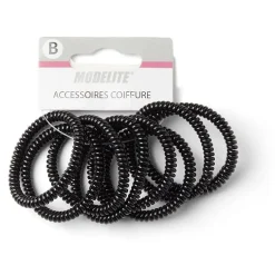 Lot de 8 élastiques à cheveux spirale caoutchouc noir < Gifi Clearance