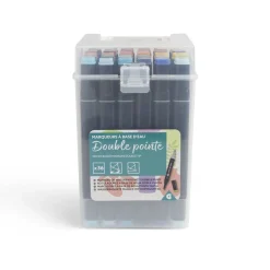 Lot de 36 marqueurs à base d'eau double pointe plastique noir + 3 ans