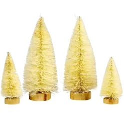 Lot de 4 mini sapins décoratifs - 2 modèles vert ou blanc