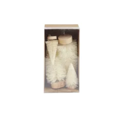 Lot de 4 mini sapins décoratifs - 2 modèles vert ou blanc