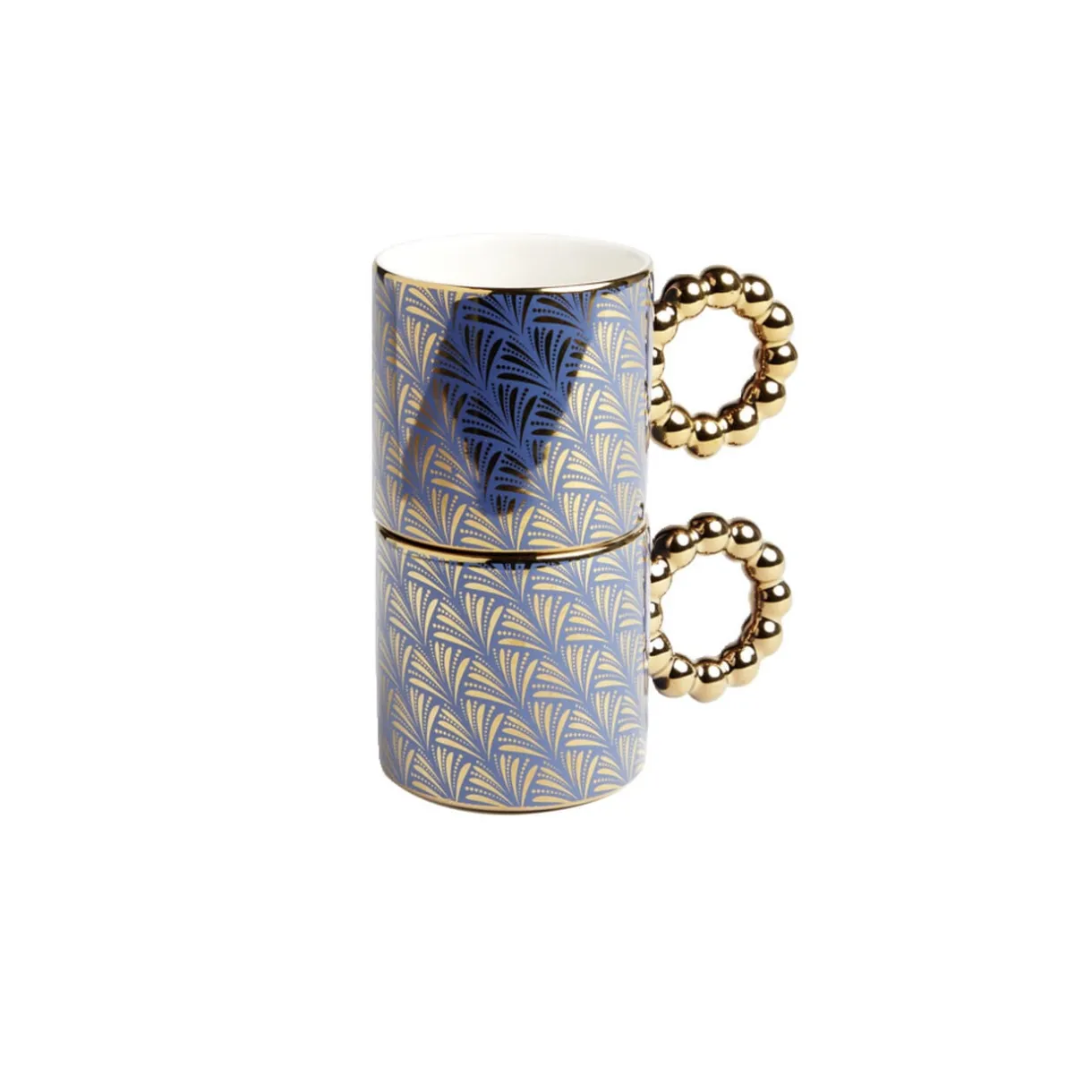Lot de 2 mugs 30cl design chic bleu foncé et doré < Gifi New