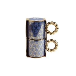 Lot de 2 mugs 30cl design chic bleu foncé et doré < Gifi New