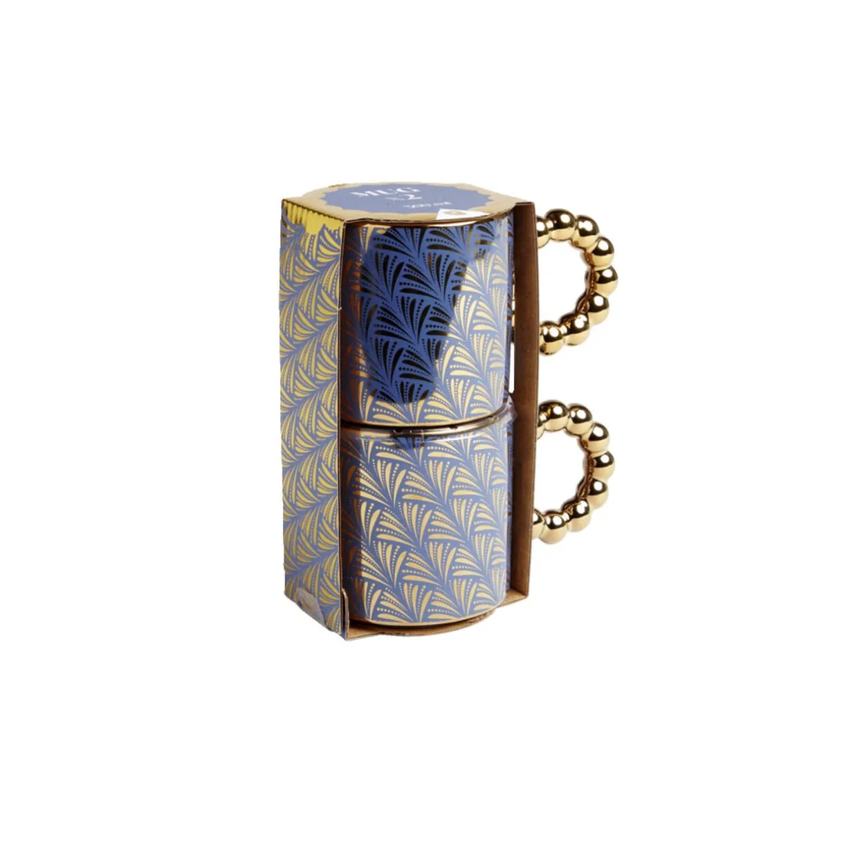 Lot de 2 mugs 30cl design chic bleu foncé et doré < Gifi New