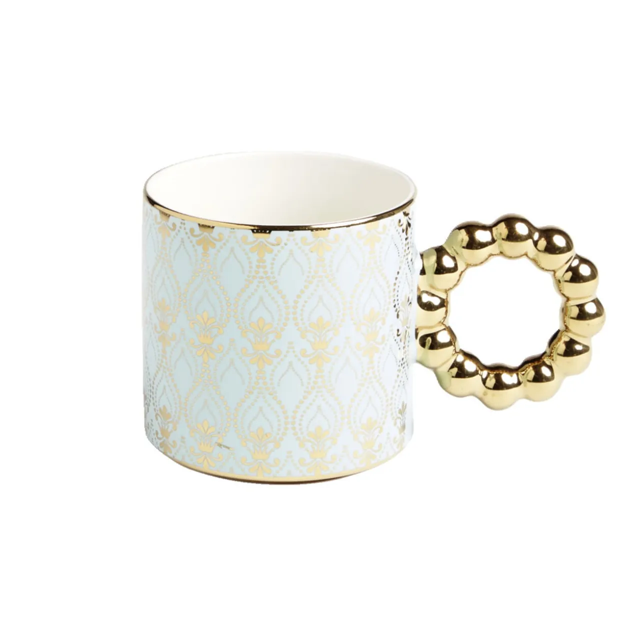 Lot de 2 mugs 30cl design chic bleu clair et doré