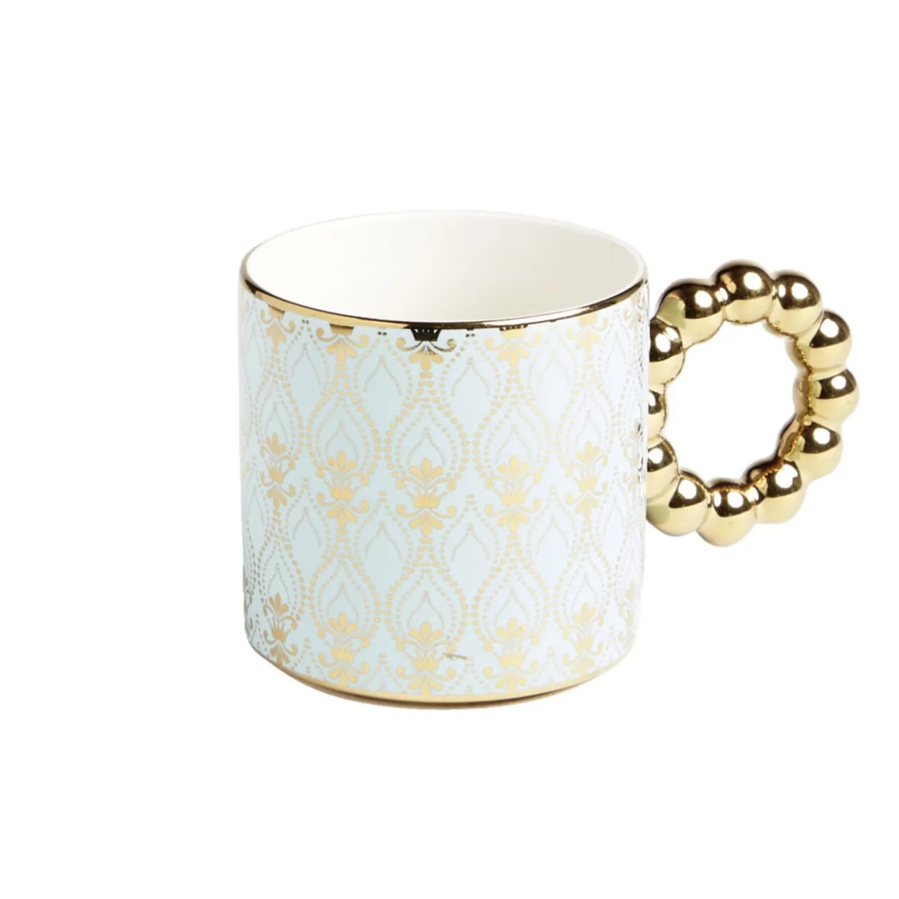 Lot de 2 mugs 30cl design chic bleu clair et doré