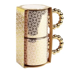 Lot de 2 mugs 30cl design chic rose et doré