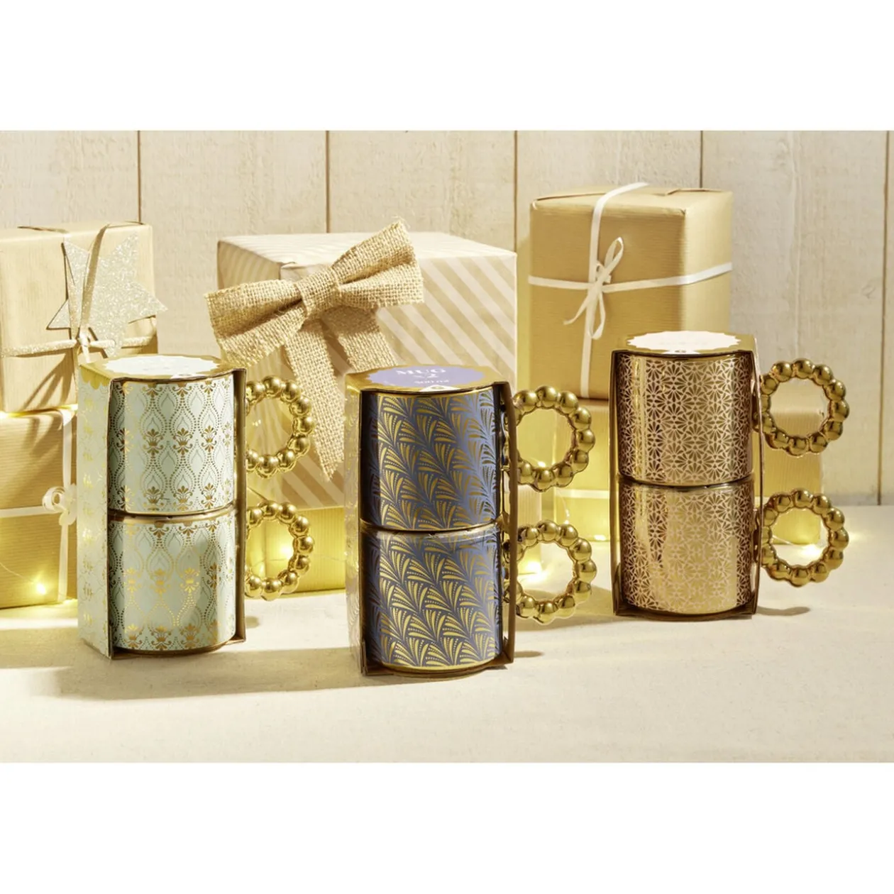Lot de 2 mugs 30cl design chic rose et doré