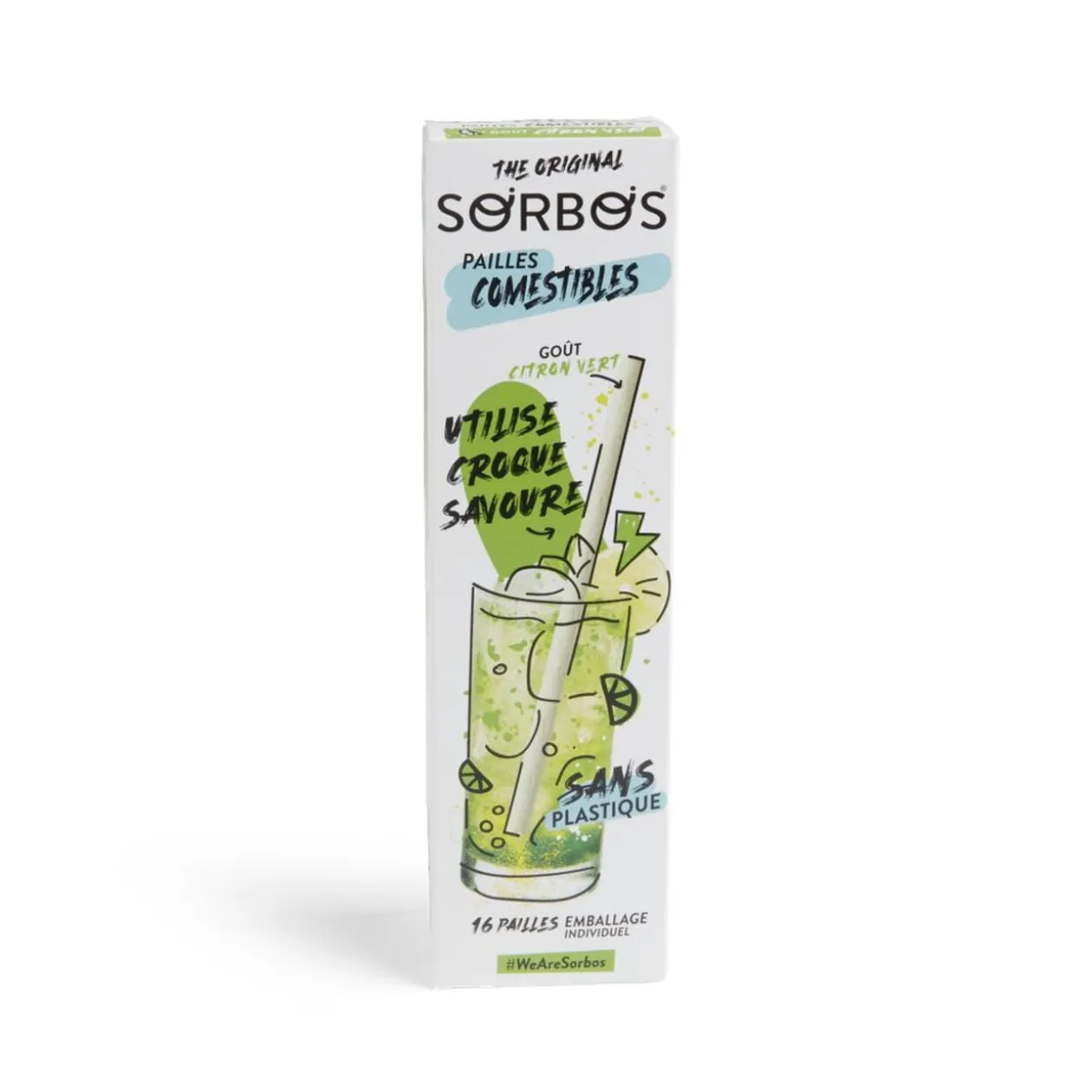 Lot de 6 pailles comestibles goût citron vert