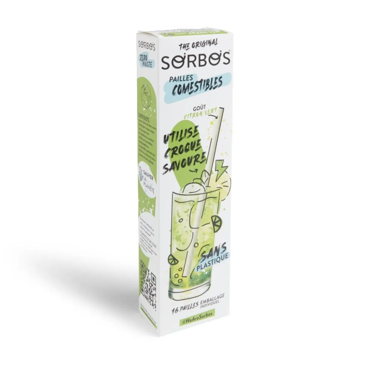 Lot de 6 pailles comestibles goût citron vert