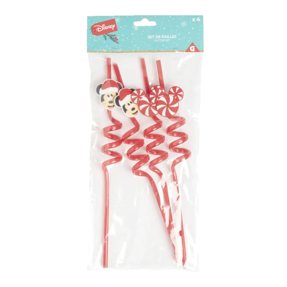 Lot de 4 pailles Disney spirale plastique réutilisable rouge L26,5cm < Gifi Outlet