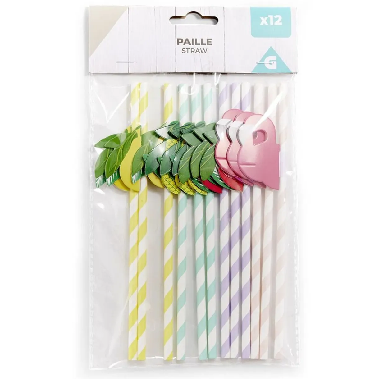 Lot de 12 pailles en papier design fruit < Gifi