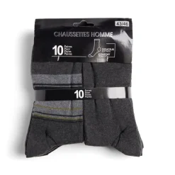 Lot de 10 paires de chaussettes pour homme T43/46 coton noir