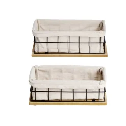 Lot de 2 panières métal et bois < Gifi Sale