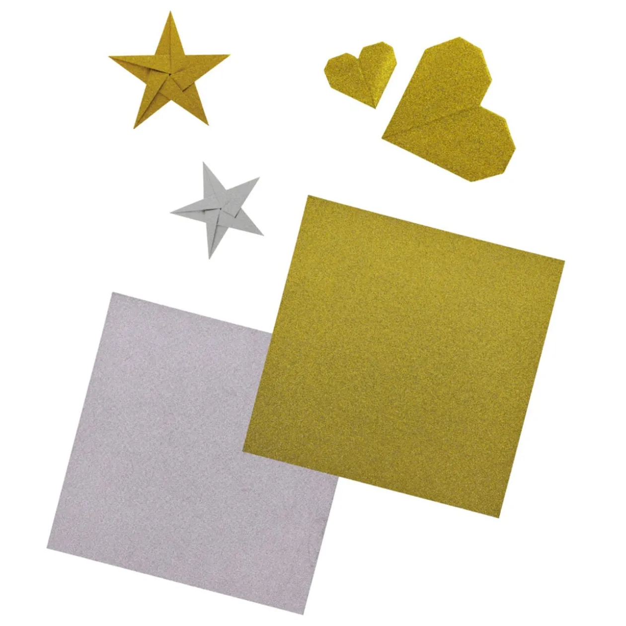 Lot de 24 papiers créatifs à paillettes dorées et argentées 20x20cm