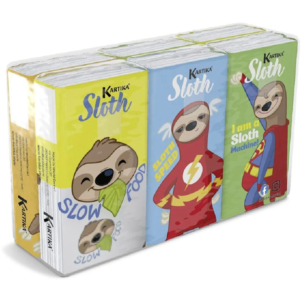 Lot de 6 paquets de mouchoirs en papier à 4 plis motif paresseux < Gifi
