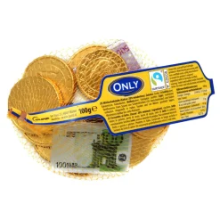 Lot de pièces dorées et billets en chocolat au lait 100Gr dans filet < Gifi Outlet