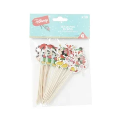 Lot de 18 pics en bambou motif Noël Disney L10,5cm (6 modèles)