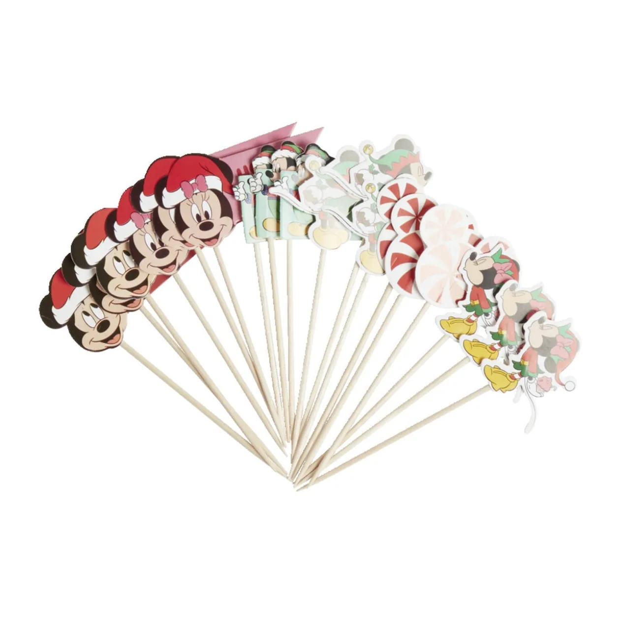 Lot de 18 pics en bambou motif Noël Disney L10,5cm (6 modèles)