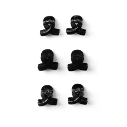 Lot de 6 pinces à cheveux effet noué plastique noir brillant 2cm