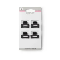 Lot de 4 pinces à cheveux plastique noir mat 2cm