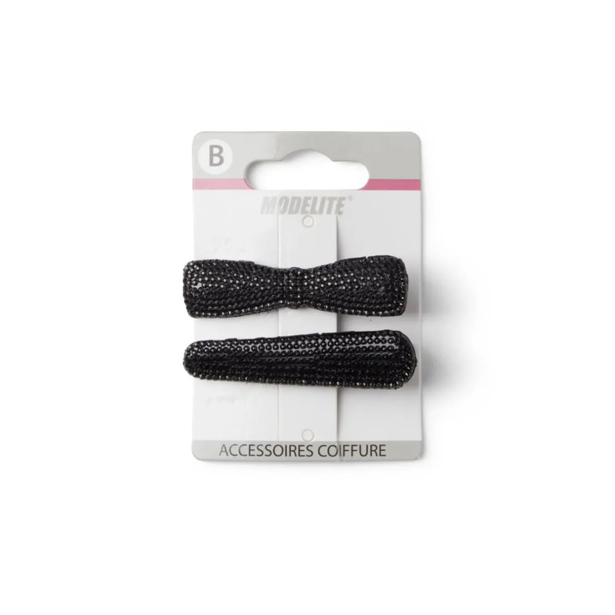 Lot de 2 pinces à cheveux plates crocodile à strass noir < Gifi Hot
