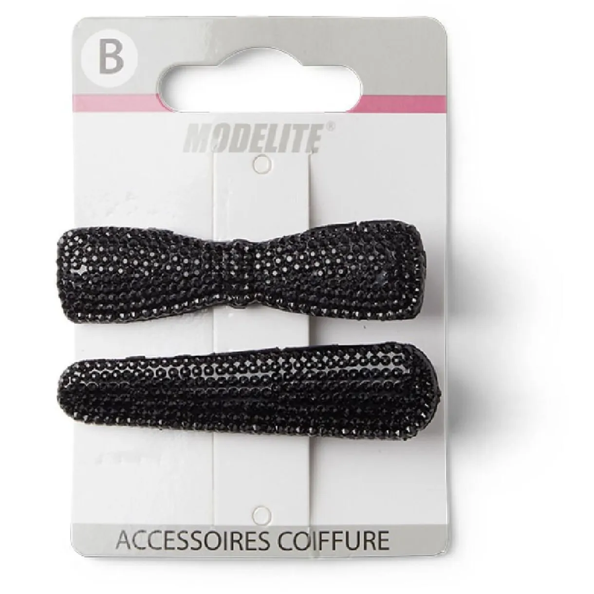 Lot de 2 pinces à cheveux plates crocodile à strass noir < Gifi Hot