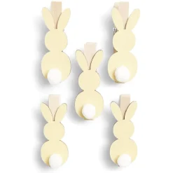 Lot de 5 pinces en bois forme lapin