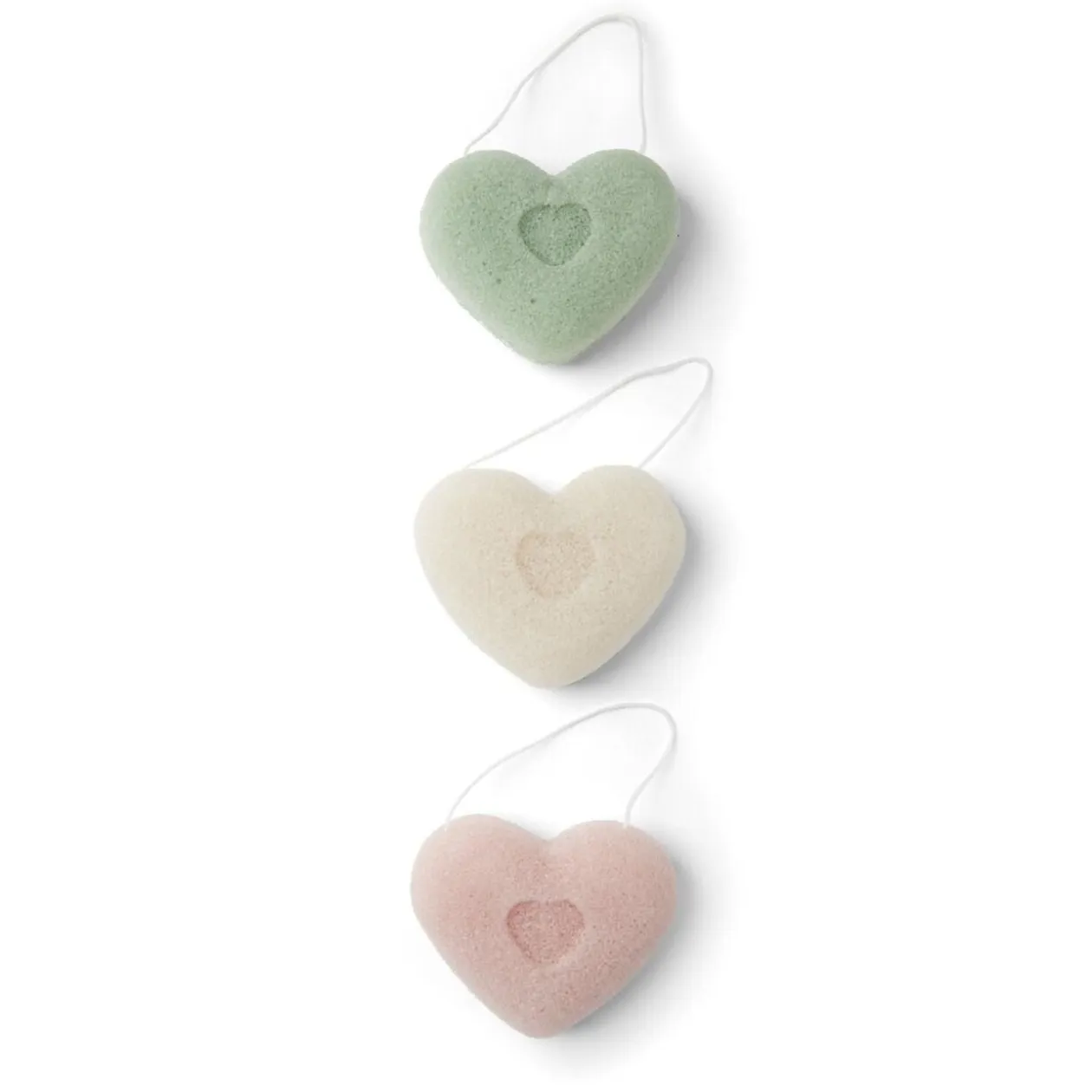 Lot de 3 éponges konjac coeur - 3 modèles
