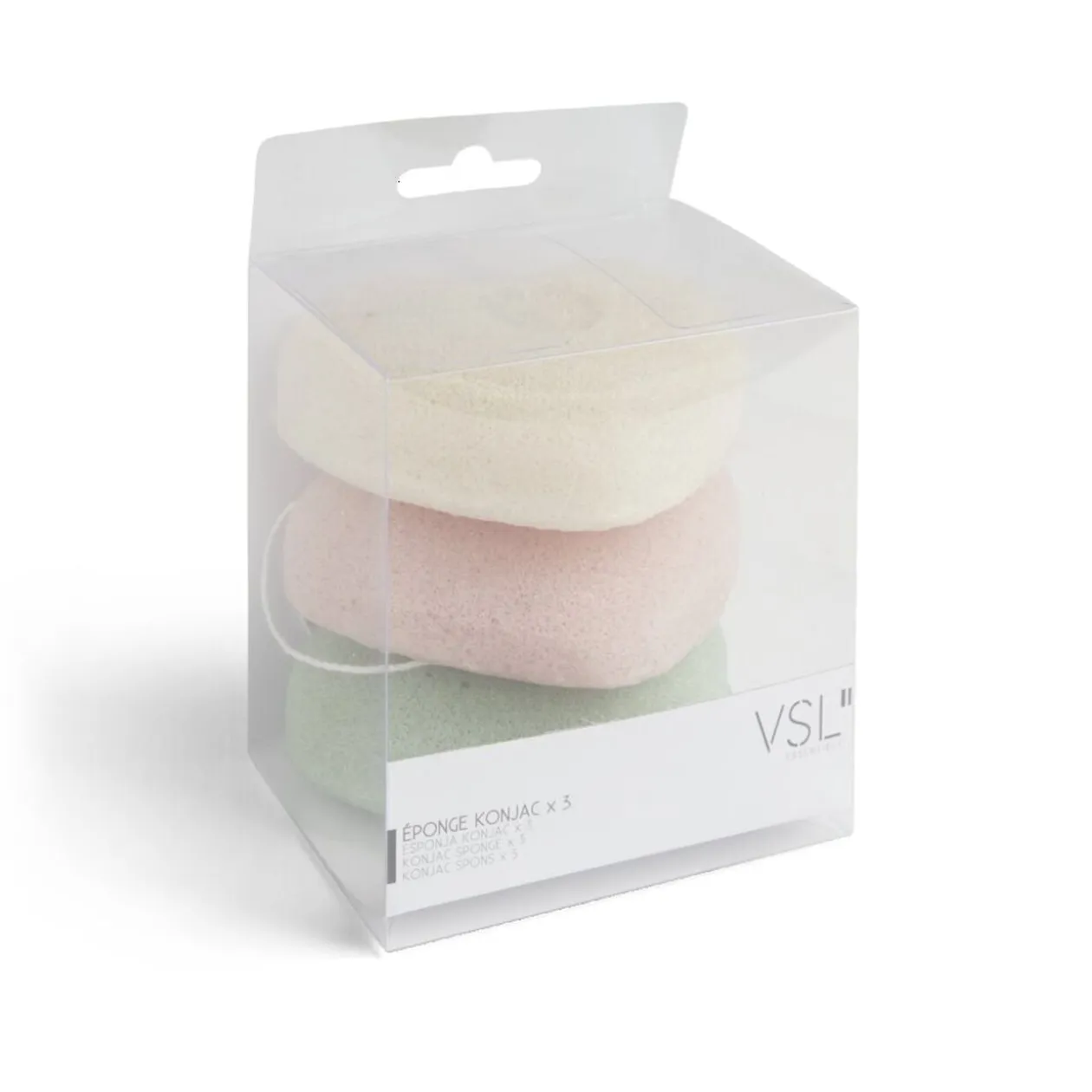 Lot de 3 éponges konjac coeur - 3 modèles