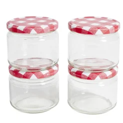 Lot de 4 pots à confiture acier et verre Ø7,5xH8,7cm