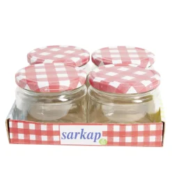 Lot de 4 pots à confiture acier et verre Ø7,5xH8,7cm