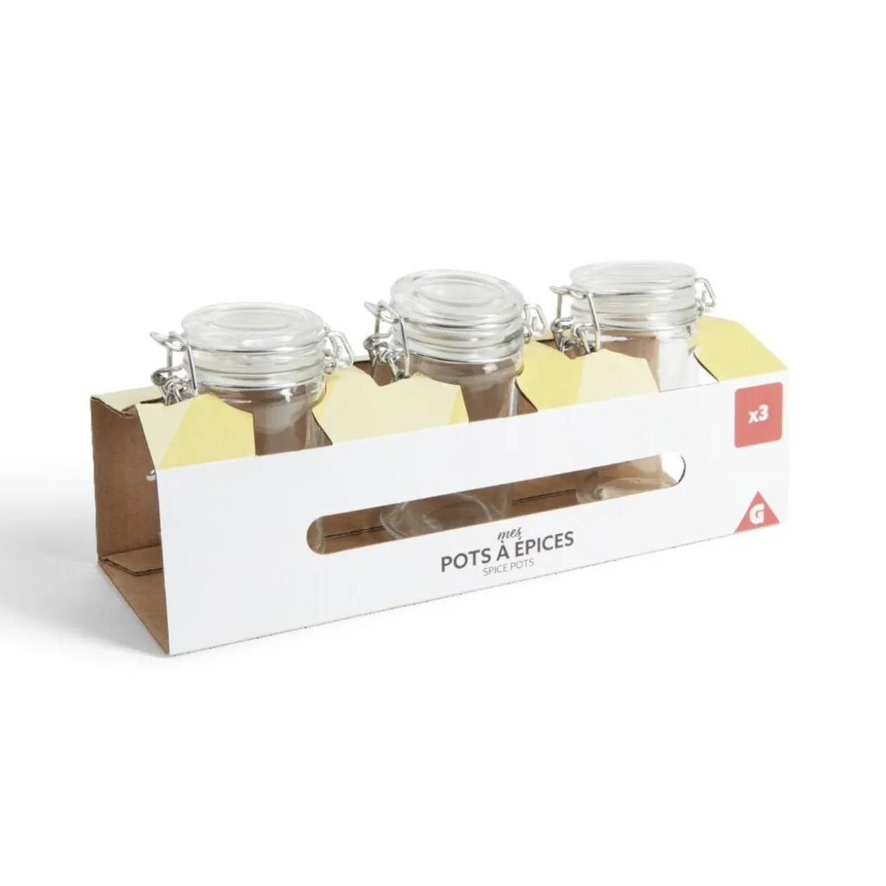 Lot de 3 pots à épices en verre