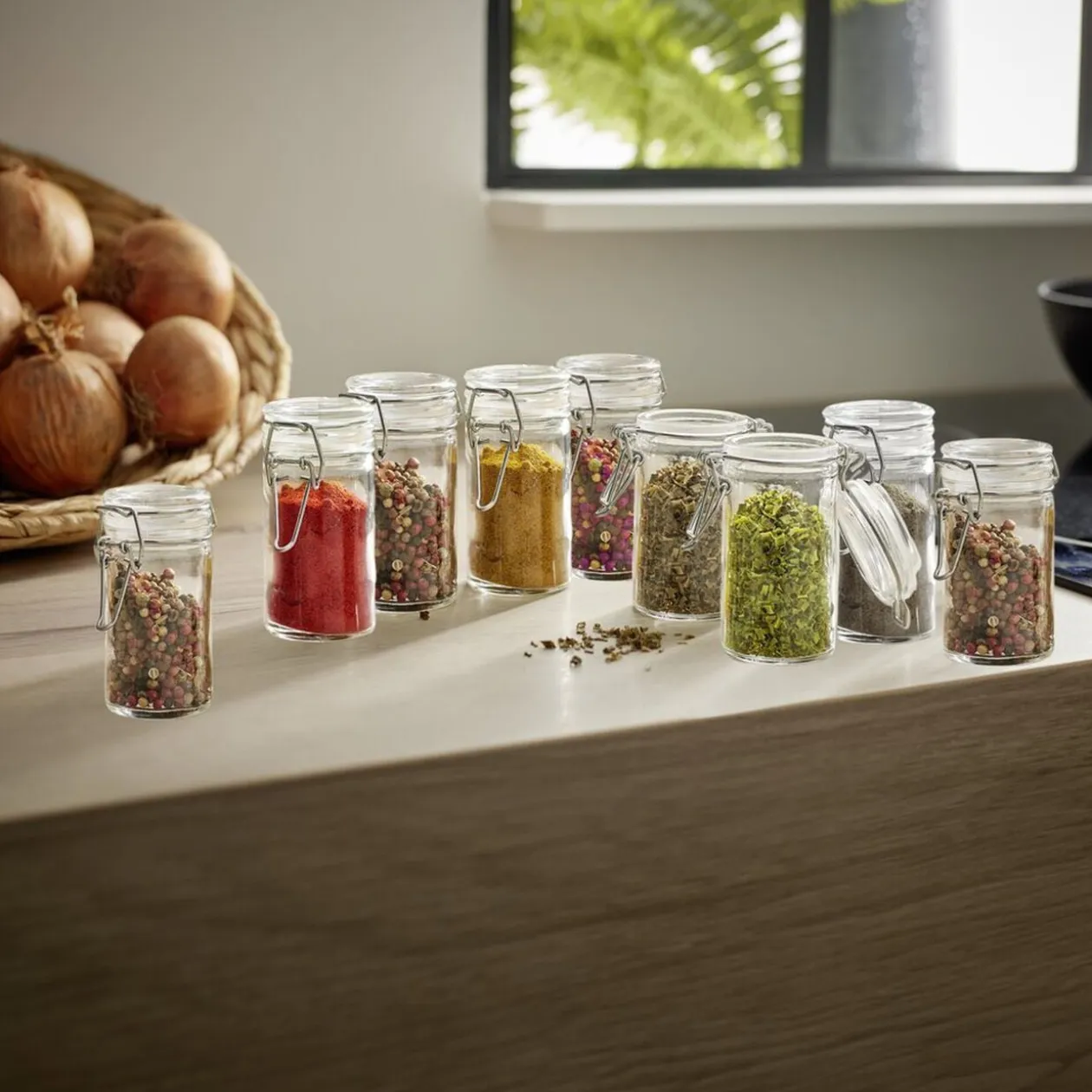 Lot de 3 pots à épices en verre