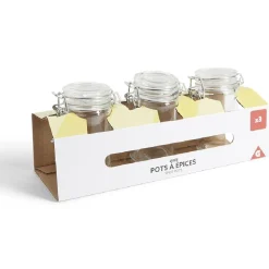 Lot de 3 pots à épices en verre