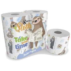 Lot de 4 rouleaux de papier toilette motif paresseux 200 feuilles à 3 plis < Gifi Sale