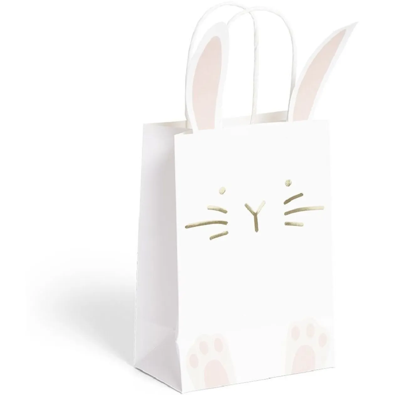 Lot de 4 sacs en papier 14x30cm forme lapin de Pâques