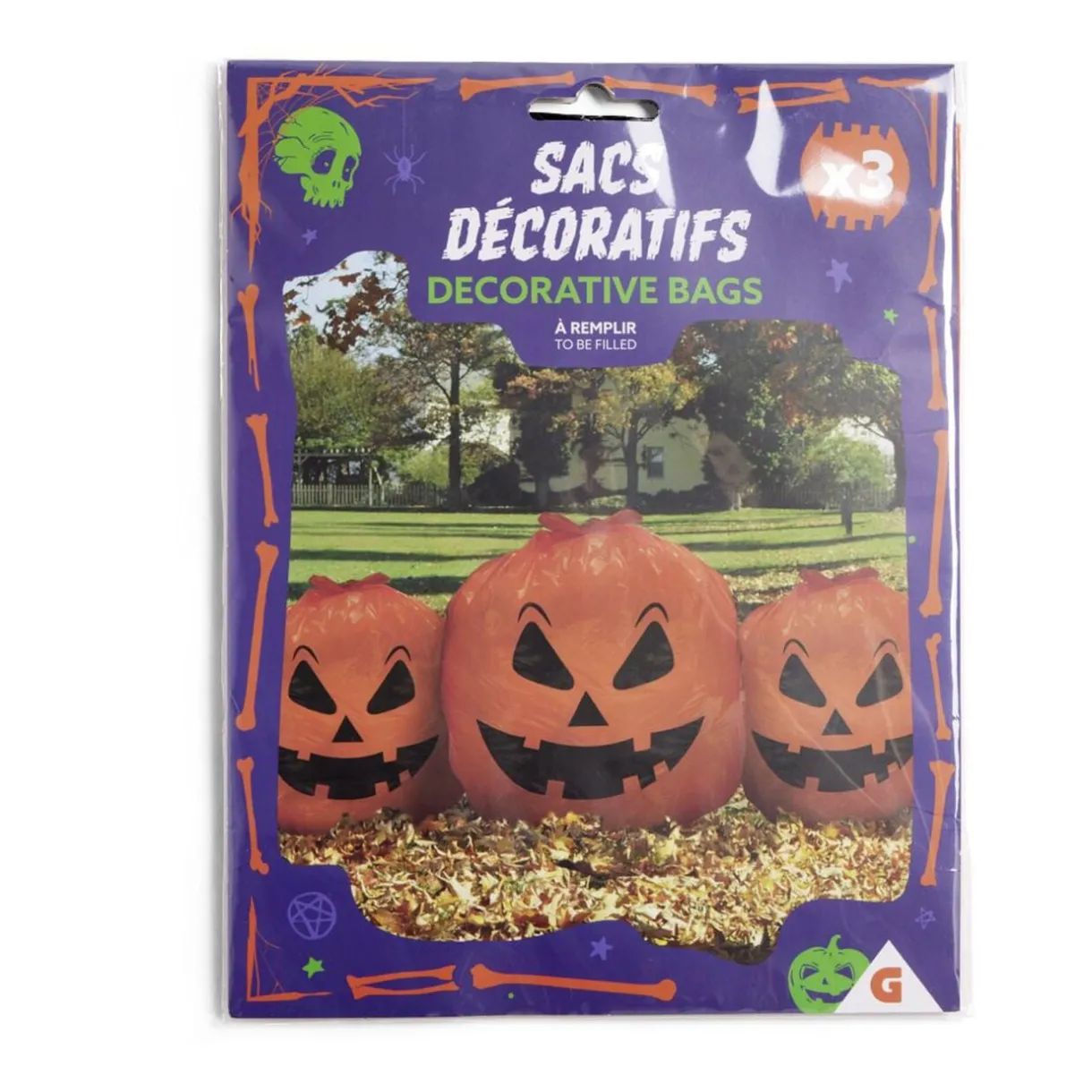 Lot de 3 sacs Halloween décoratifs à remplir tête de citrouille < Gifi Best