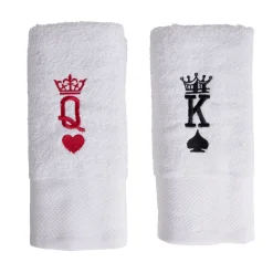 Lot de 2 serviettes brodées King et Queen 70xL130cm