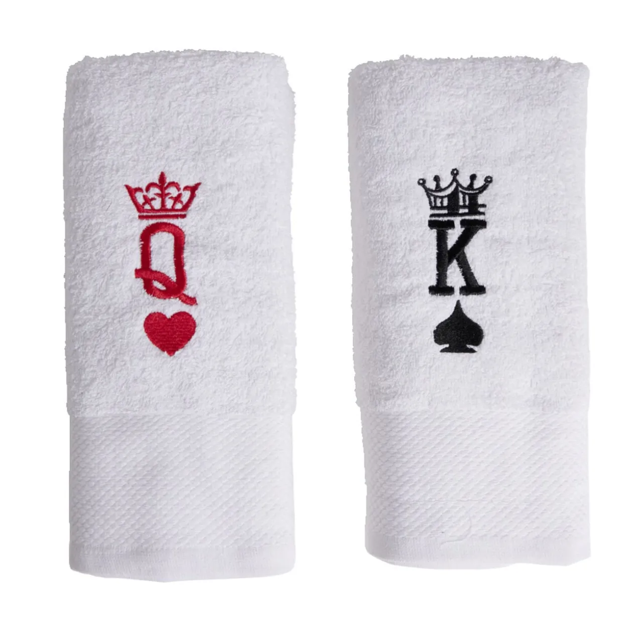 Lot de 2 serviettes brodées King et Queen 70xL130cm