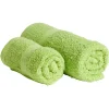 Lot de 2 serviettes de bain coton vert 40x60cm et 55x105cm