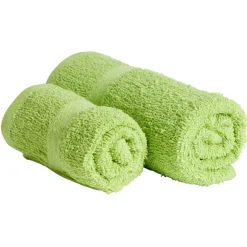 Lot de 2 serviettes de bain coton vert 40x60cm et 55x105cm